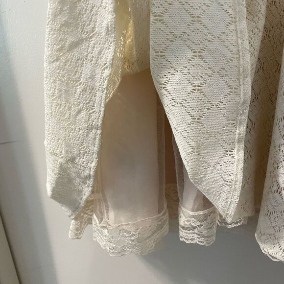 Rare Free People Victoria Bohemian Lace Cream Sheer Back Mini Dress Size 10 - Picture 8 of 12